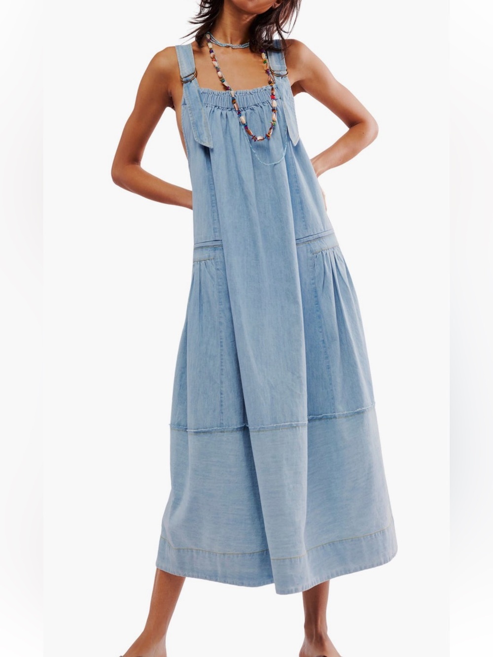 Free People Machu Blue Barrell Midi dress, S